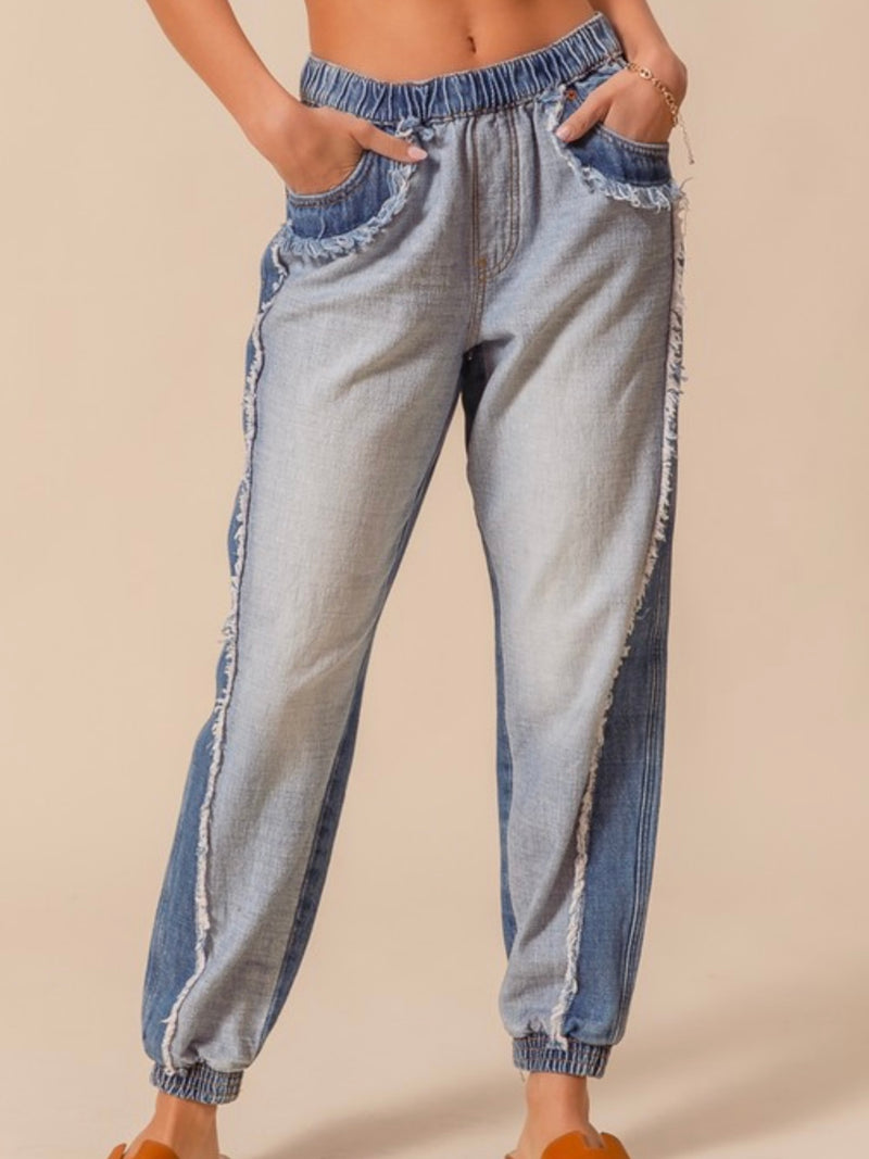 Distressed Denim Jogger