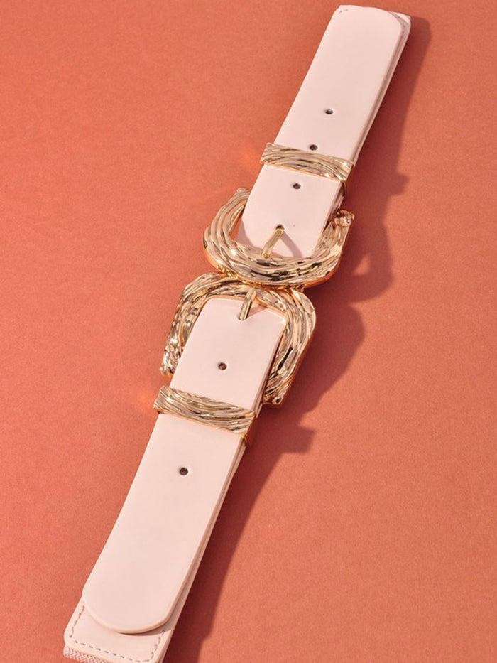 Double Textured Buckle Elastic Belt
