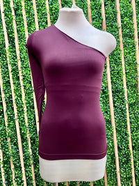 One Shoulder Long Sleeve Fitted Top – Multiple Colors