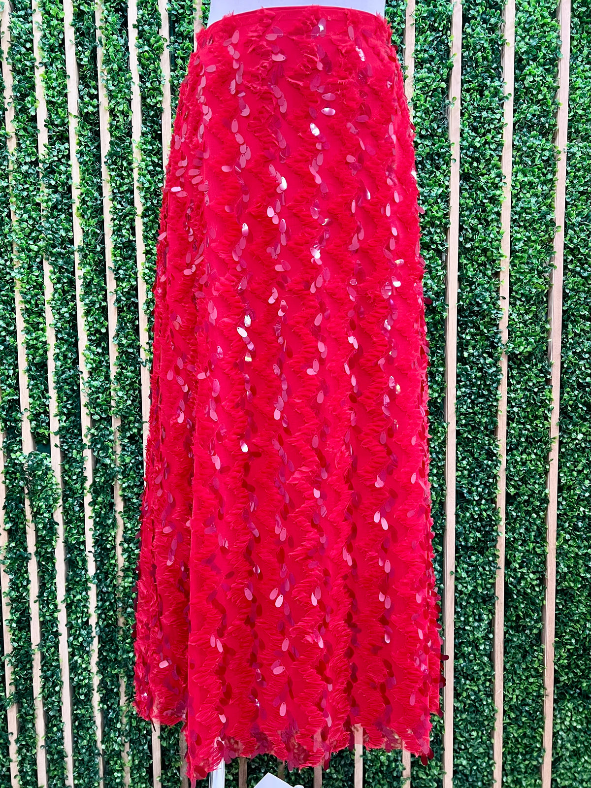 Red Sequin Maxi Skirt