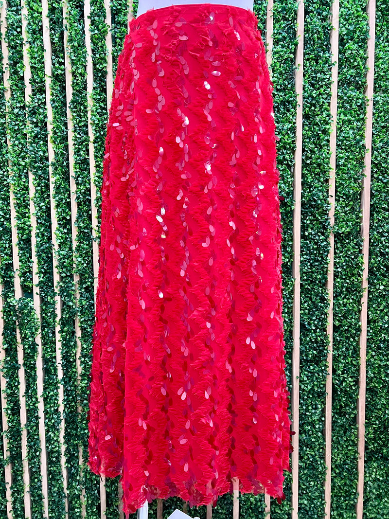 Red Sequin Maxi Skirt