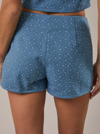Rhinestone Denim Skort