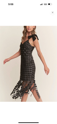 Beautiful Black Round Lace Midi Dress