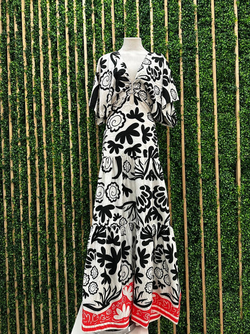 Exquisite Liliana Meza Black Vine Cutout Maxi Dress
