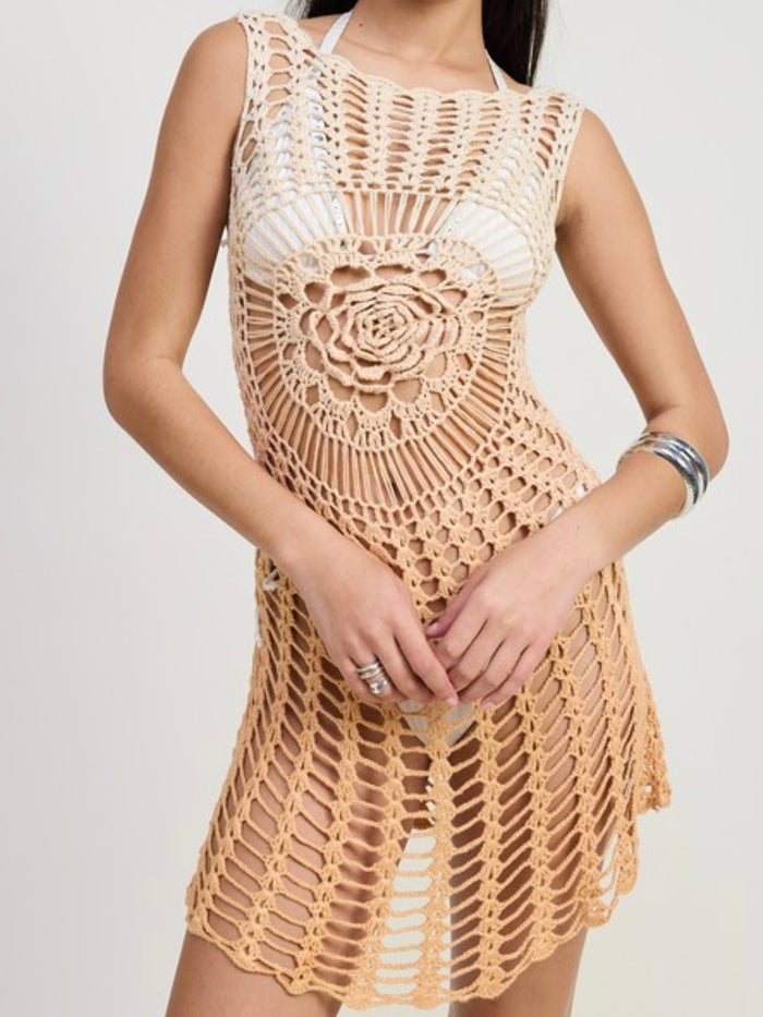 Ombre Crochet Cover Up Dress With Back Cut Out