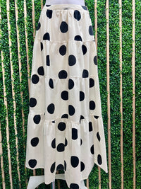 Black & White Polka Dot Tiered Maxi Skirt