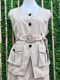 Beautiful Beige Fitted Blazer Set