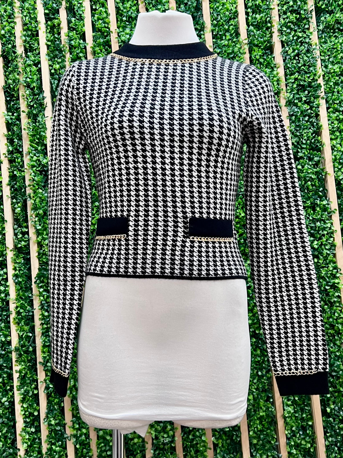 Black Houndstooth Sweater