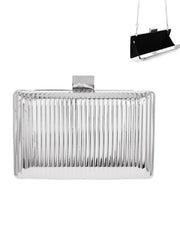 Silver Ribbed Night Clutch