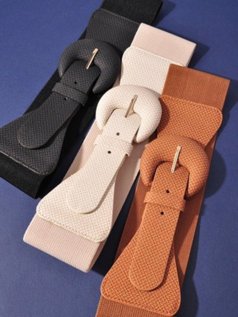 Black Waffle Texture Full Elastic Belt