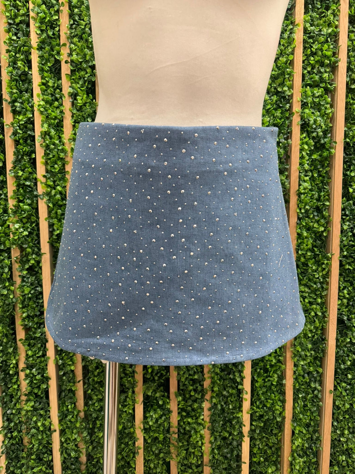 Rhinestone Denim Skort