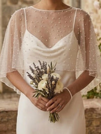 Ivory Pearl Tulle Cape