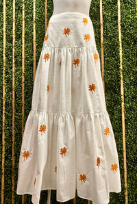 Palm Embroidered Maxi Skirt