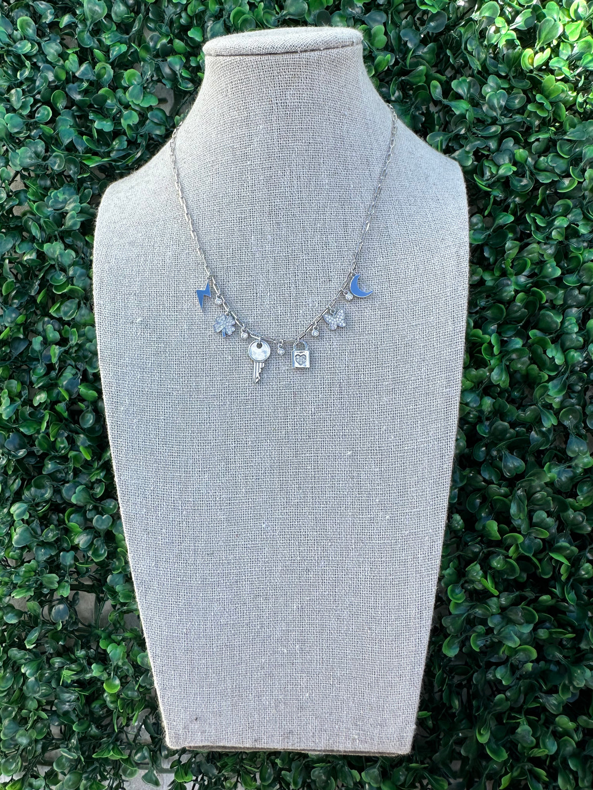 Key Lock Multi Charm Necklace