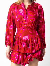 Fuchsia Red Satin Fitted Short Dress