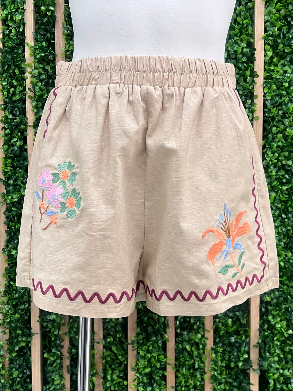 Nature Embroidered Taupe Pant Set