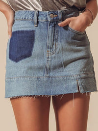 Contrast Pocket Detail Denim Short Skirt