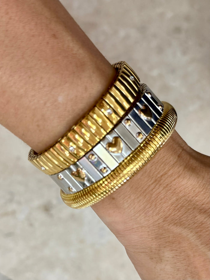 SS Gold Silver Heart Bracelet Stack