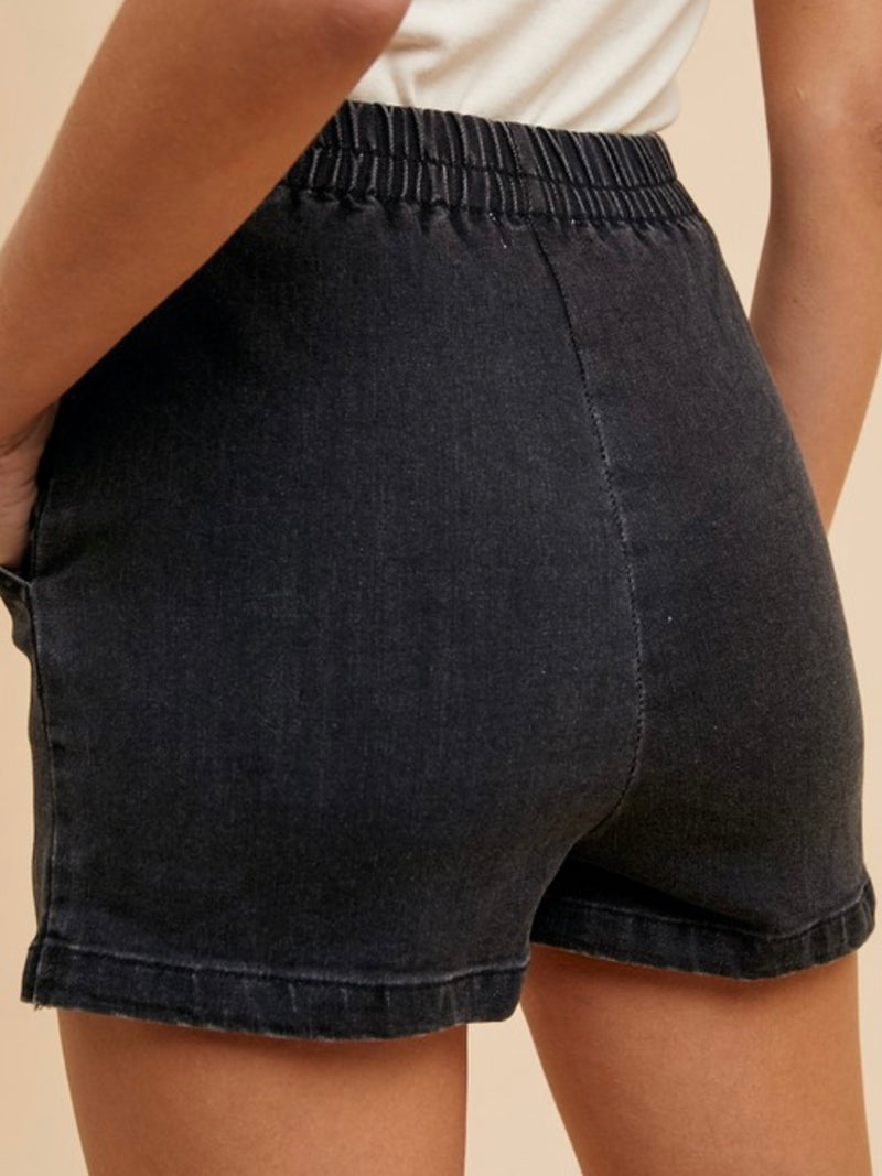 Stud Detail Elastic Back Skort