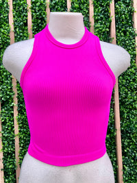 High Neck Thick Rib Crop Tank