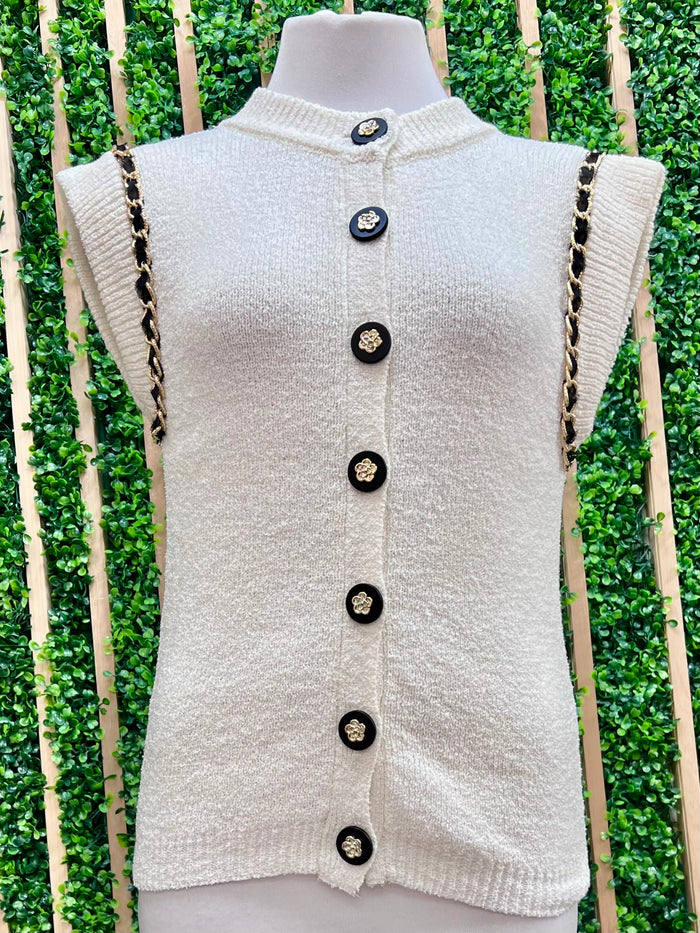 Chain Trim Sweater Vest