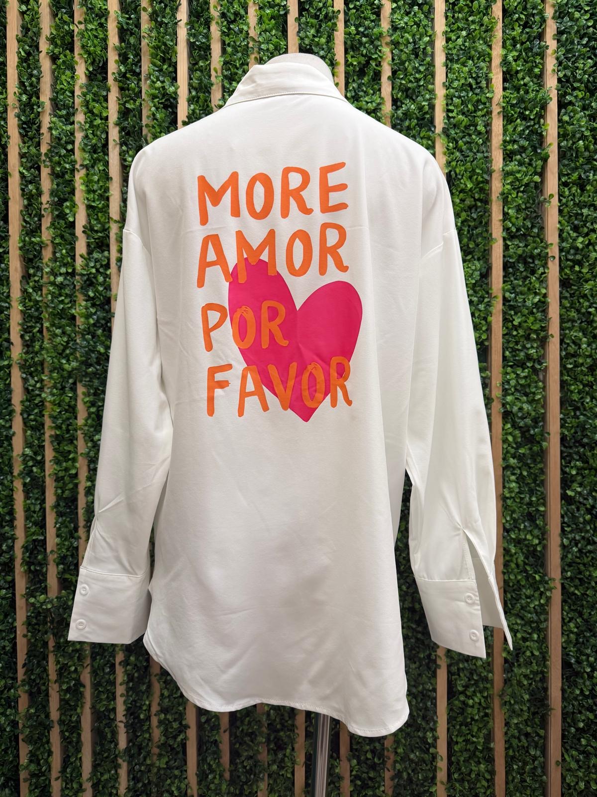 More Amor Por Favor Oversized Button-Down Shirt – Black & Blue