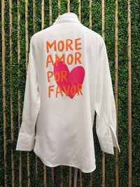 More Amor Por Favor Oversized Button-Down Shirt – Black & Blue