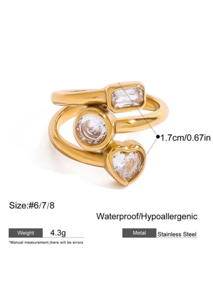 SS Multi Crystal Wrap Open Ring