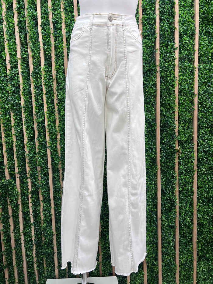 Front Stitch Wide Leg Palazzo Denim