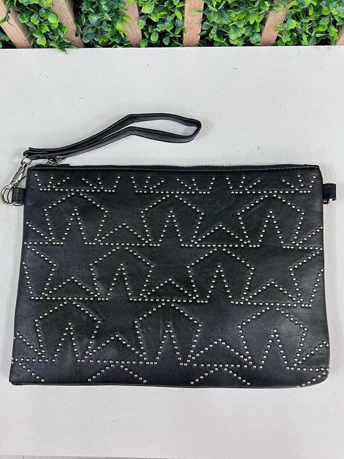 Star Studded Vegan Leather Clutch