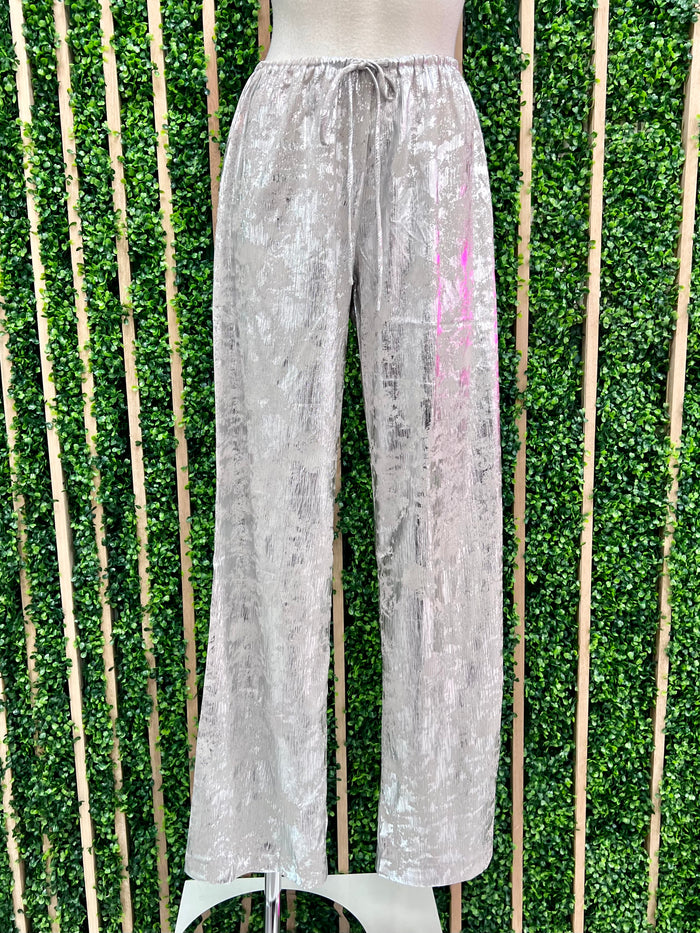 Silver Foil Metallic  Pants