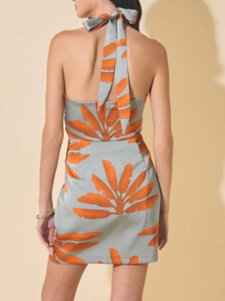 Grey Orange Floral Skirt