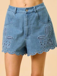 Denim Embroidered Shorts
