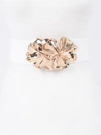 Metal Gold Flower Elastic Belt