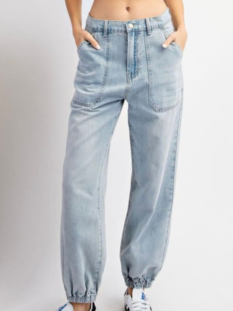 Front Pocket Detail Denim Jogger