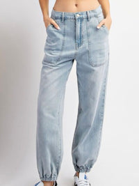 Front Pocket Detail Denim Jogger