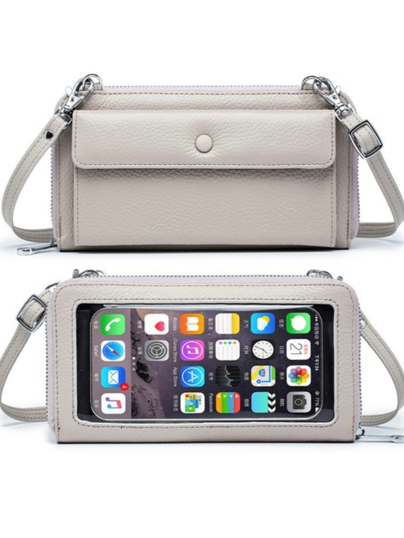 Clear Leather Crossbody Phone Wallet