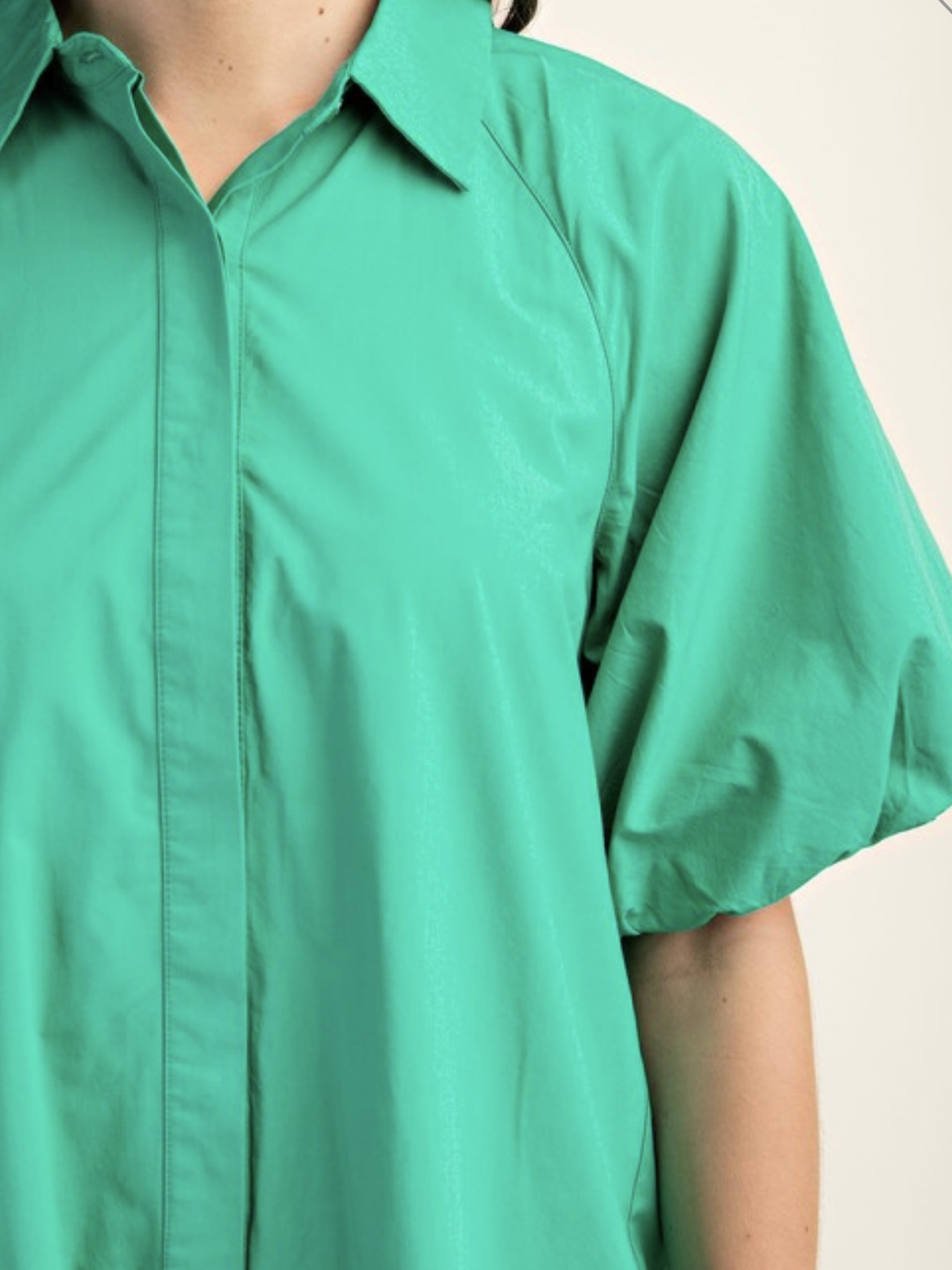 Short Sleeve Button Down Dropwaist Short Dress