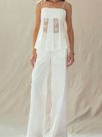 White Santorini Lace Detail Peplum Top
