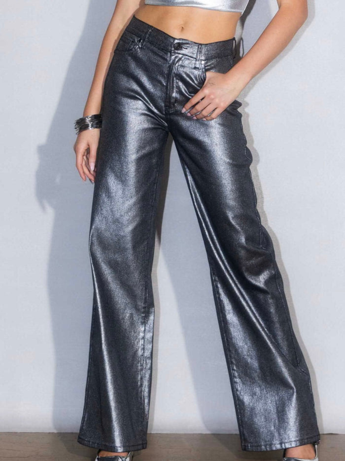Black Silver High Rise Wide Leg jeans