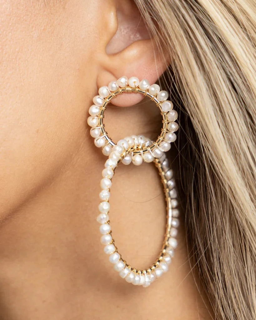 SJ Marilyn Double Pearl Loop Earrinf