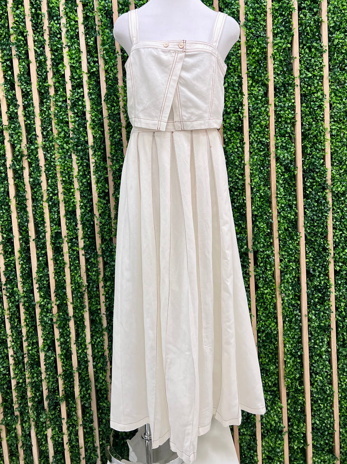 Cream Linen Maxi Skirt Set