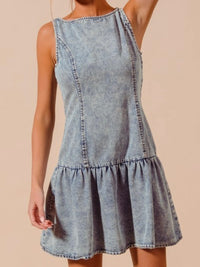 Mineral Wash Fitted Drop Waist Denim Dress