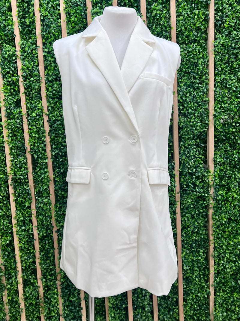 Dressy Off White Back Bow Vest Dress