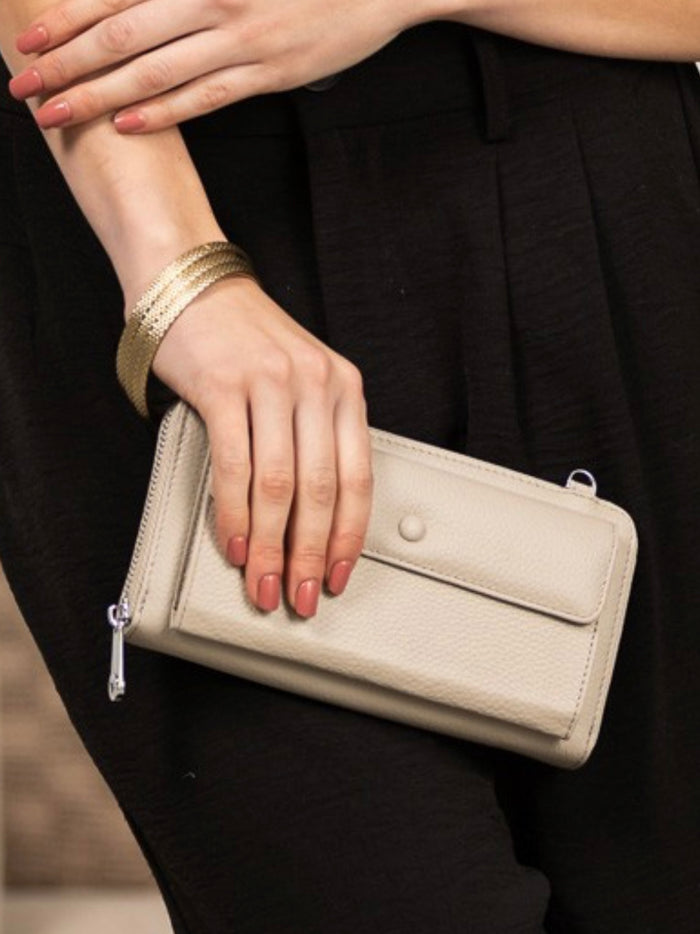 Clear Leather Crossbody Phone Wallet
