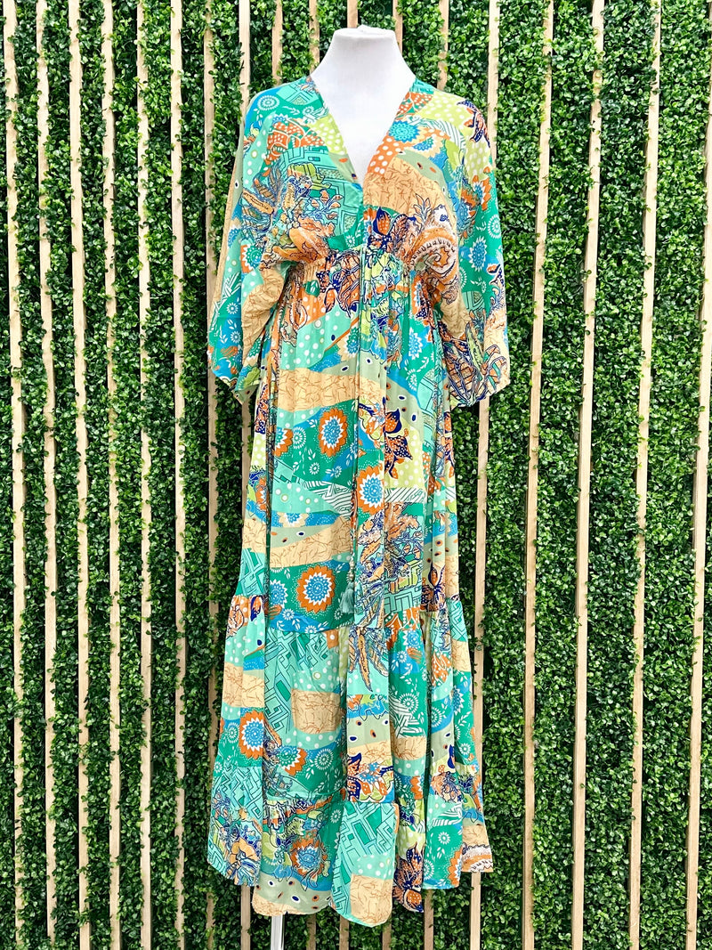 Multi Print One Size Kimono Maxi