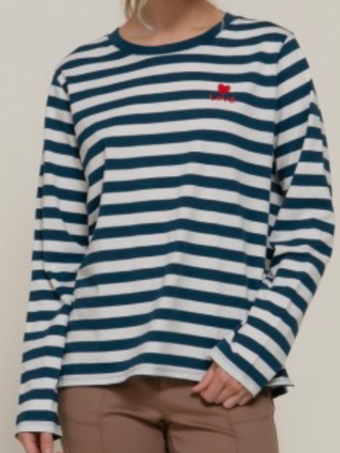 Love Striped Long-Sleeve Tee