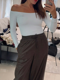 Elastic Waist Pleather Wide Leg Pants