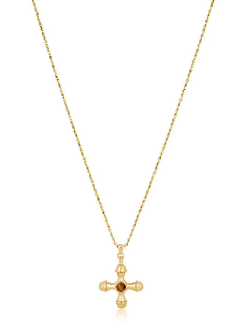 SJ Statement Tiger Eye Cross Necklace