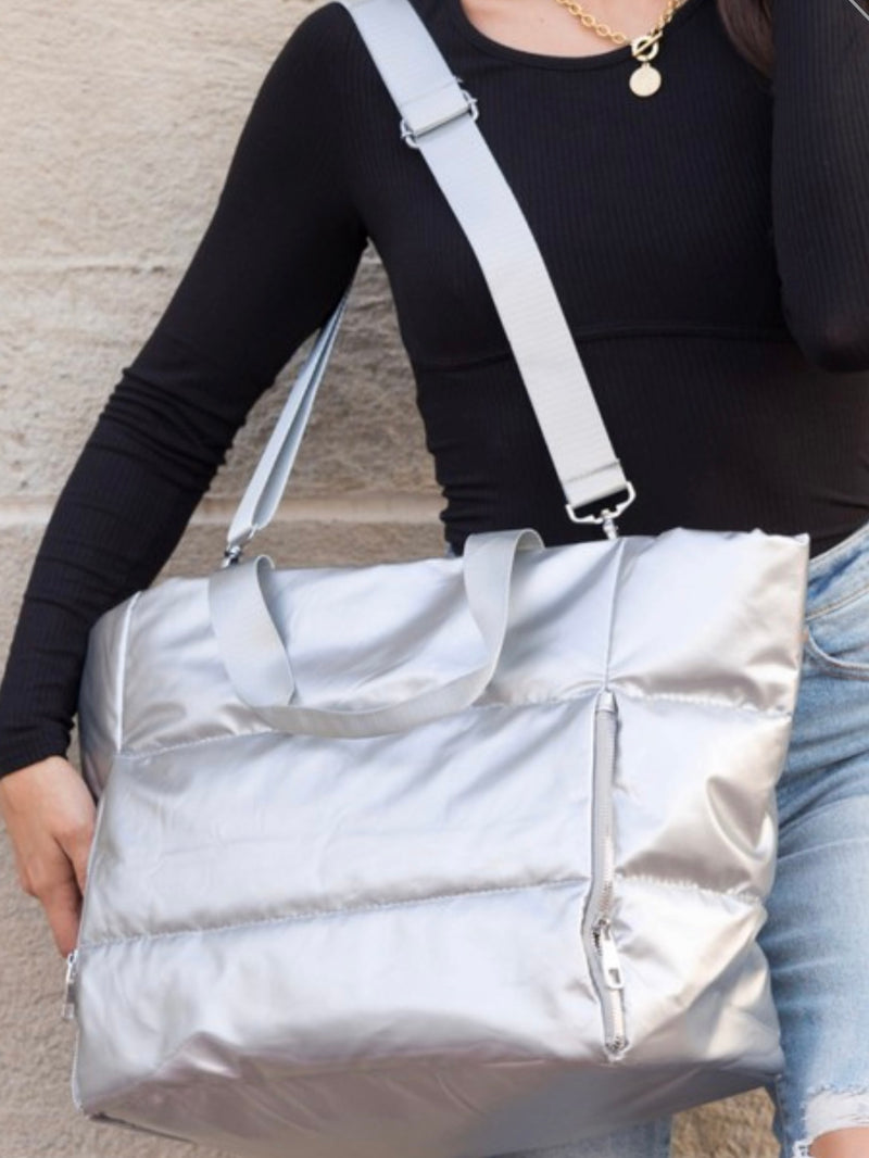 Metallic Puffer Tote